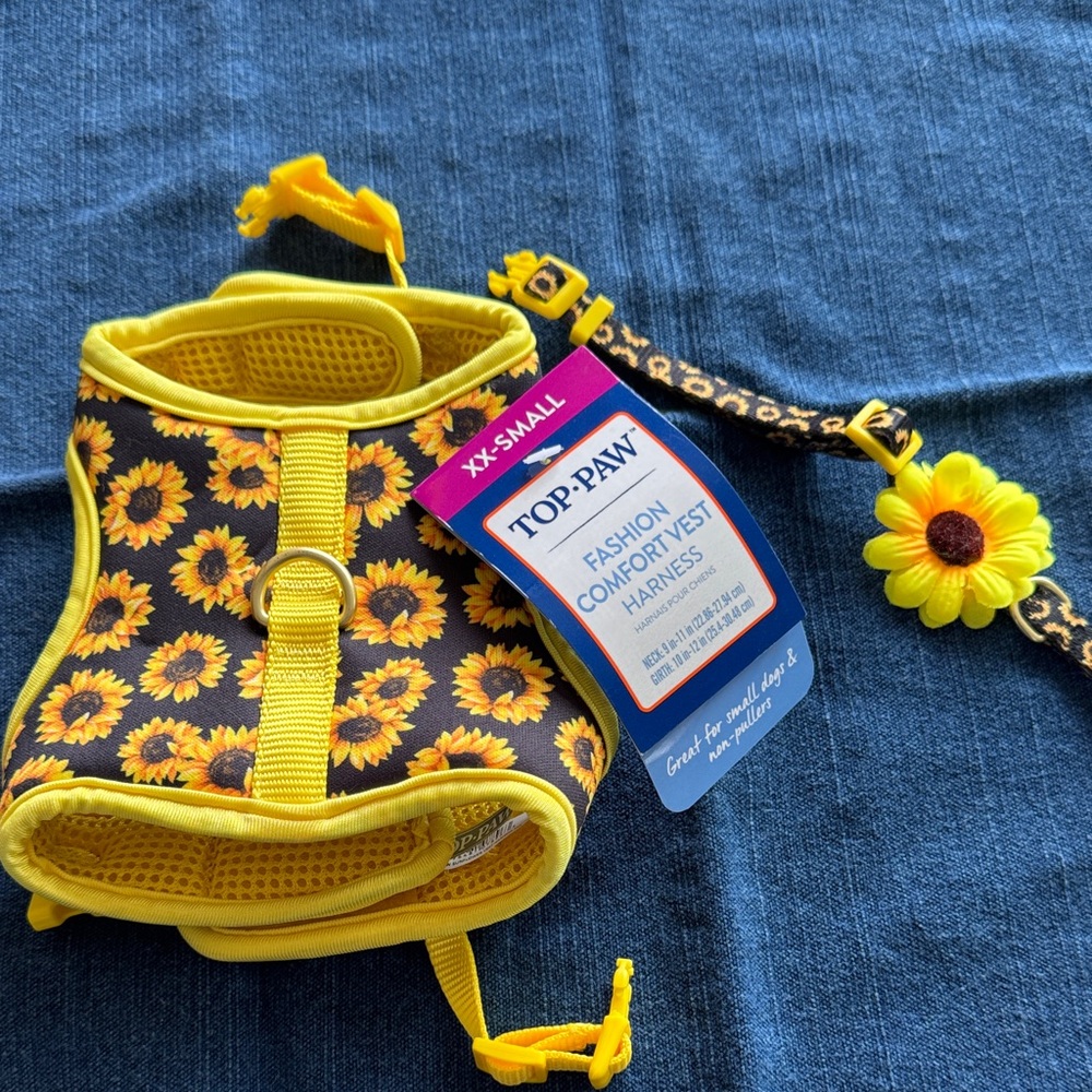 Top Paw Sunflower Dog Harness with Bright Yellow Details